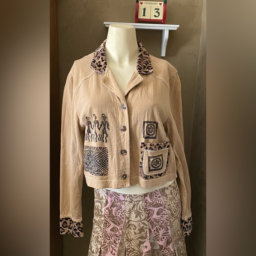 Nina Piccalino cropped top blazer vintage primitive look leopard print detail